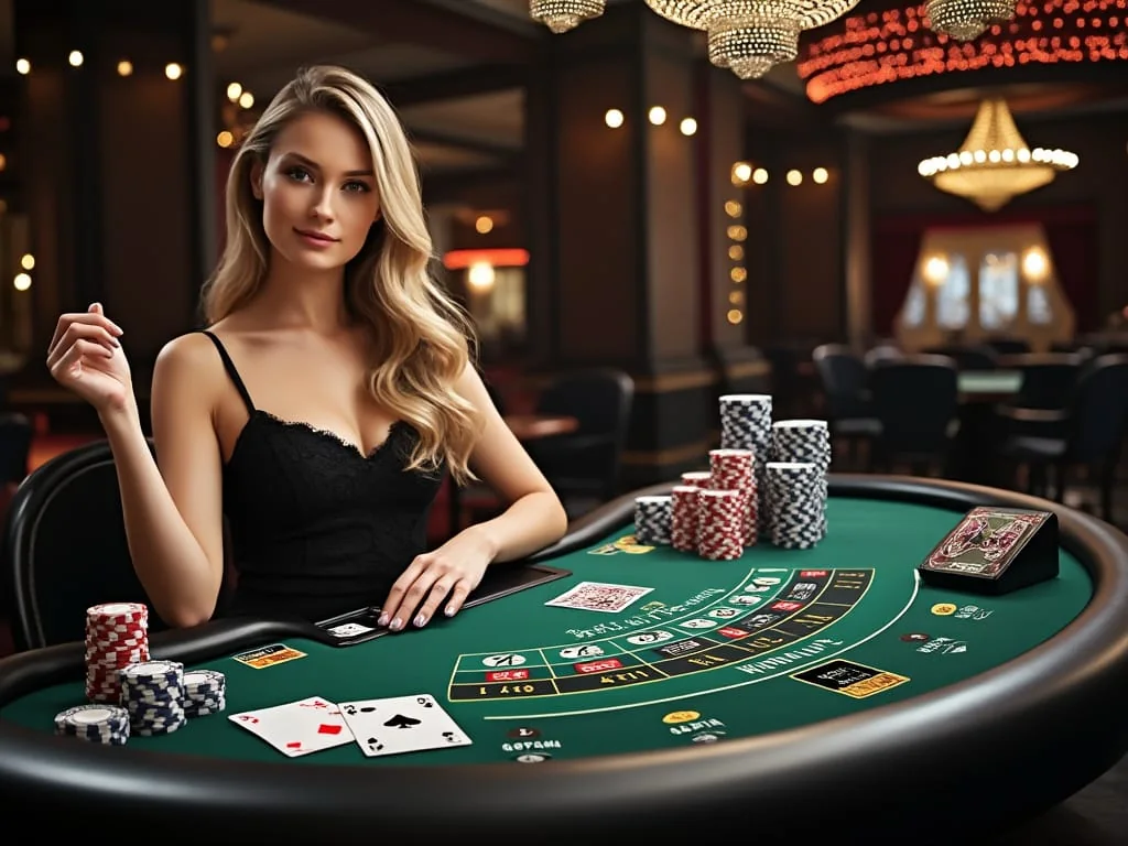 Tampilan dealer dan meja permainan live