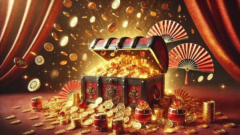 Permainan video slot dengan ilustrasi simbol dan reel